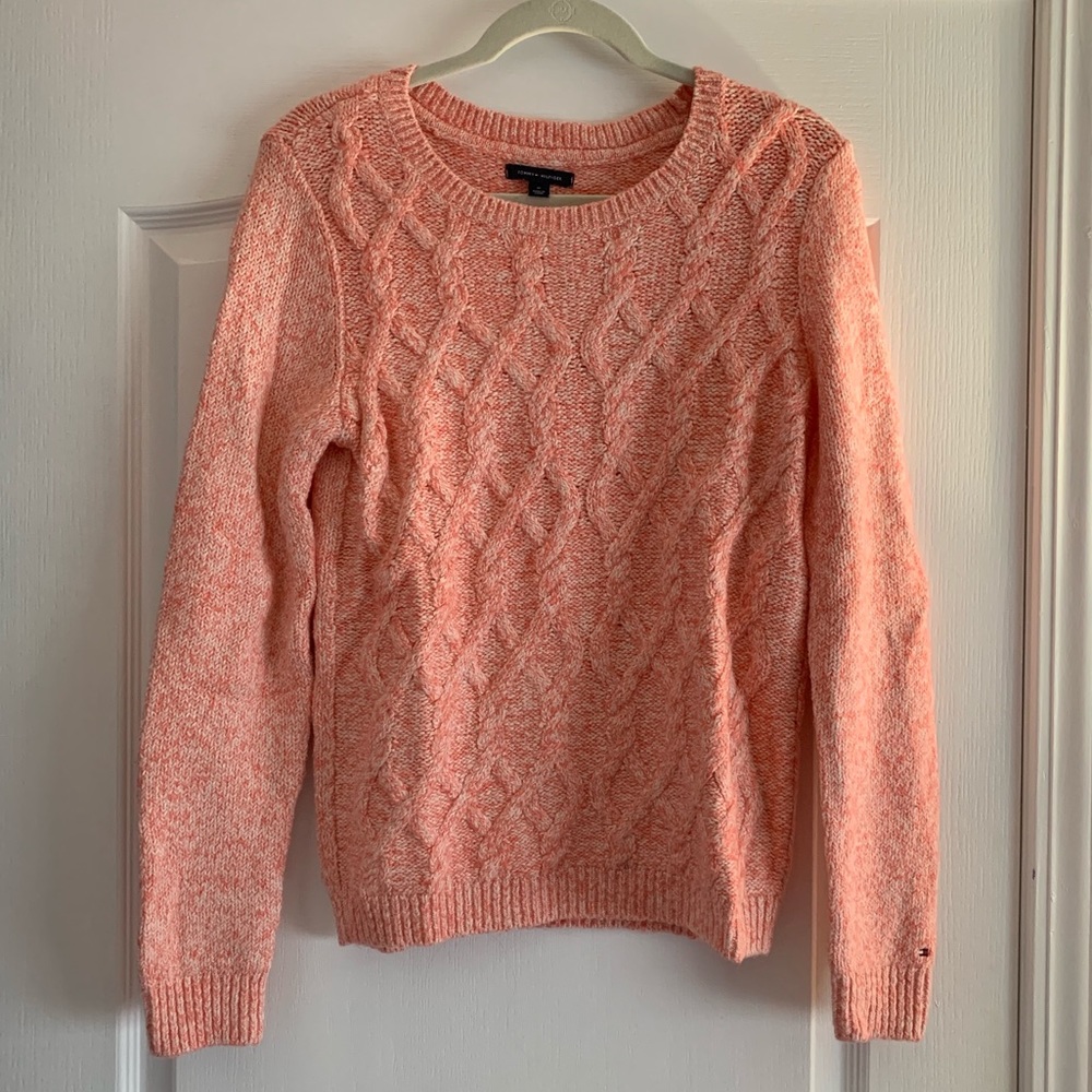 Tommy Hilfiger orange and white sweater